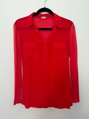 Coral Red Splendid Collared Blouse